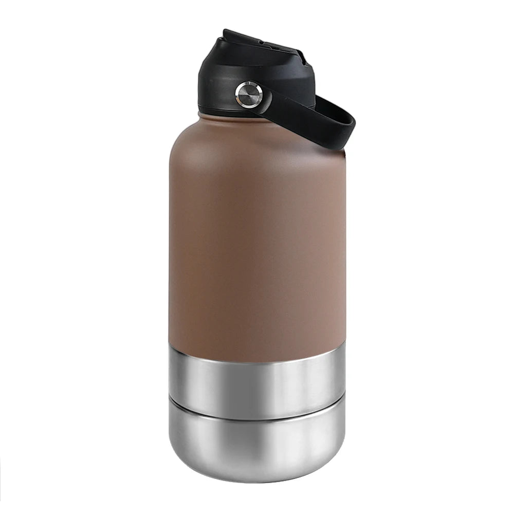Insulated Travel Bottle for Dogs – With Water & Food Bowl