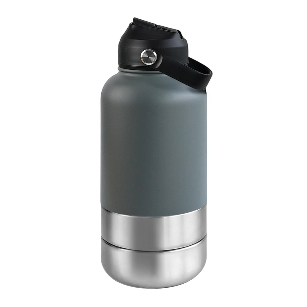 Insulated Travel Bottle for Dogs – With Water & Food Bowl