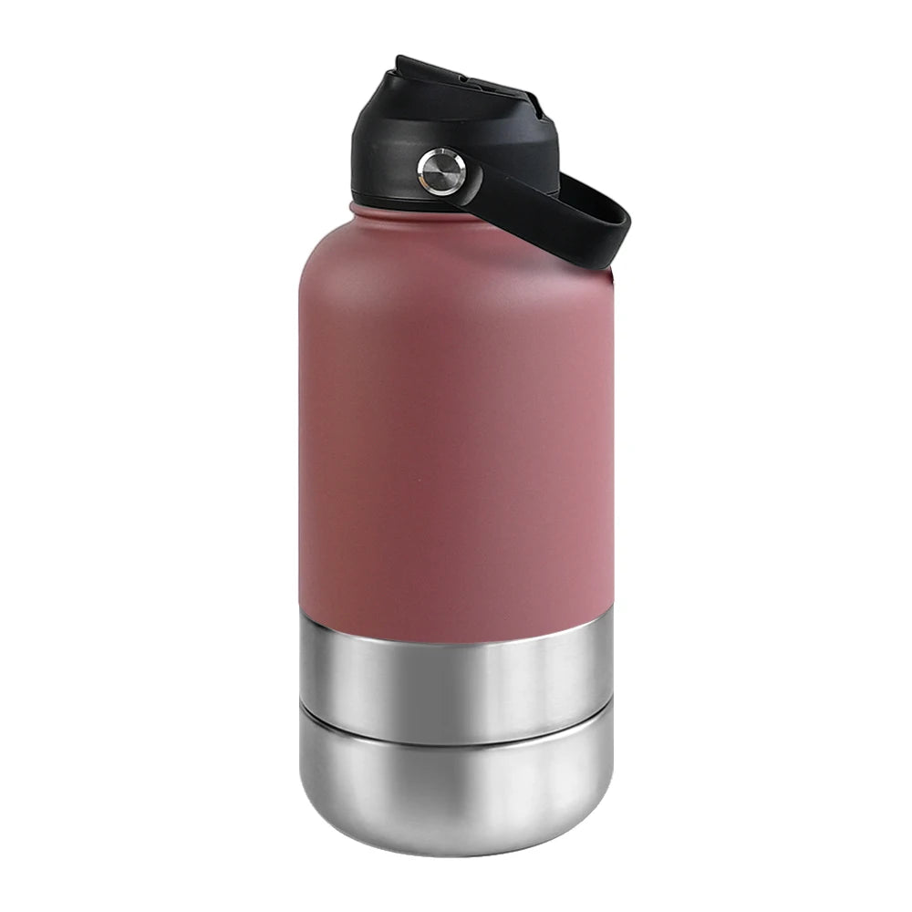 Insulated Travel Bottle for Dogs – With Water & Food Bowl