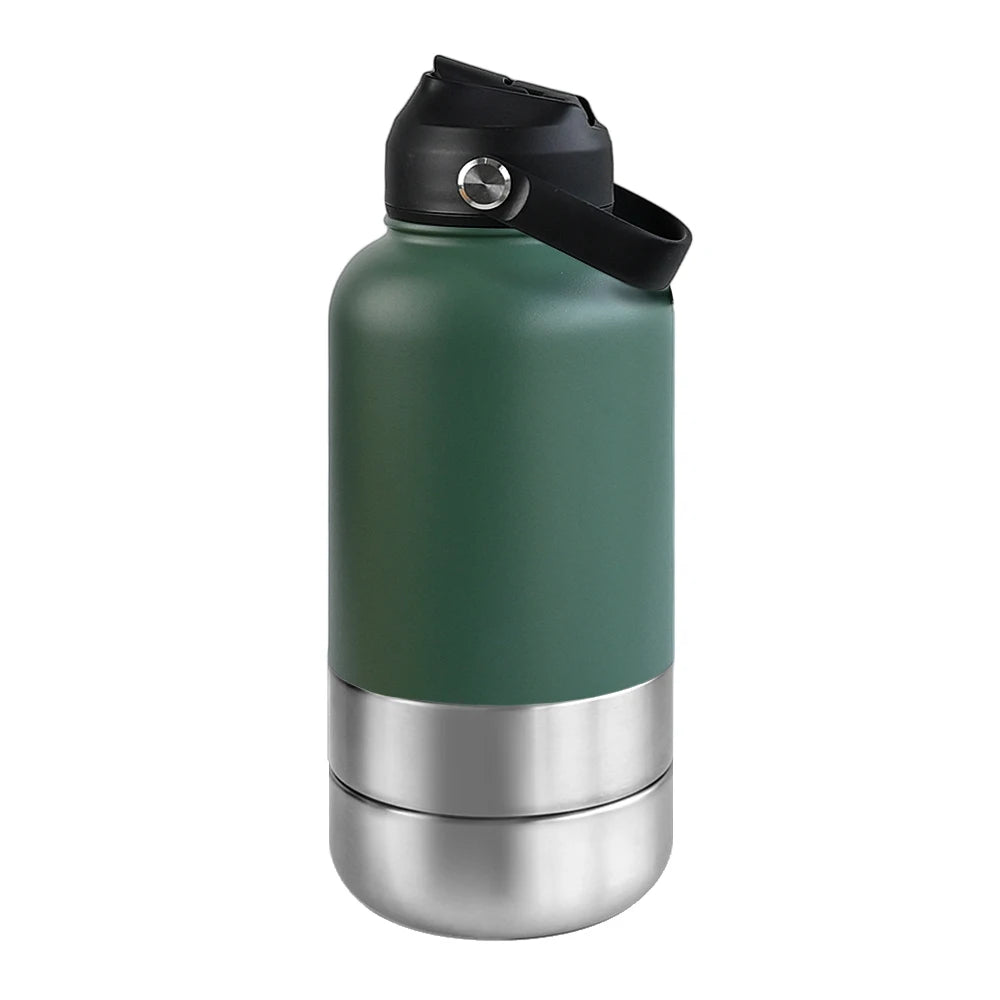 Insulated Travel Bottle for Dogs – With Water & Food Bowl