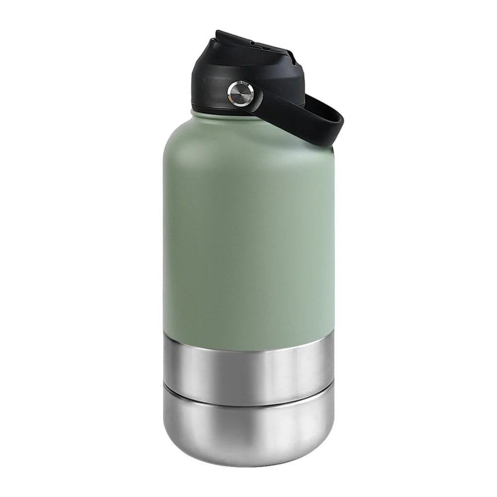 Insulated Travel Bottle for Dogs – With Water & Food Bowl