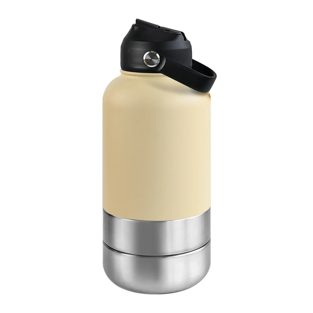 Insulated Travel Bottle for Dogs – With Water & Food Bowl