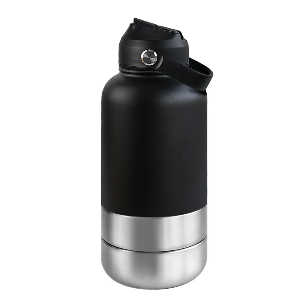 Insulated Travel Bottle for Dogs – With Water & Food Bowl