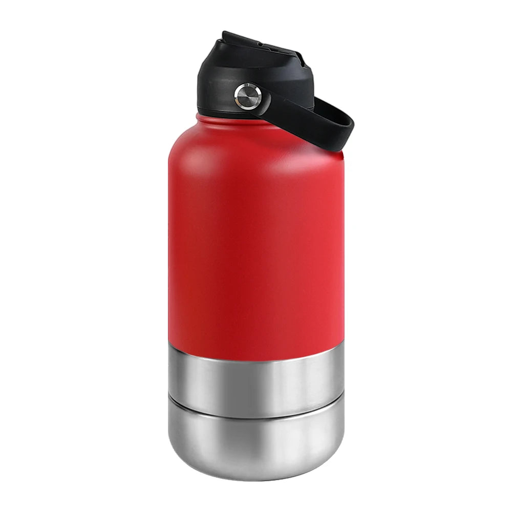 Insulated Travel Bottle for Dogs – With Water & Food Bowl