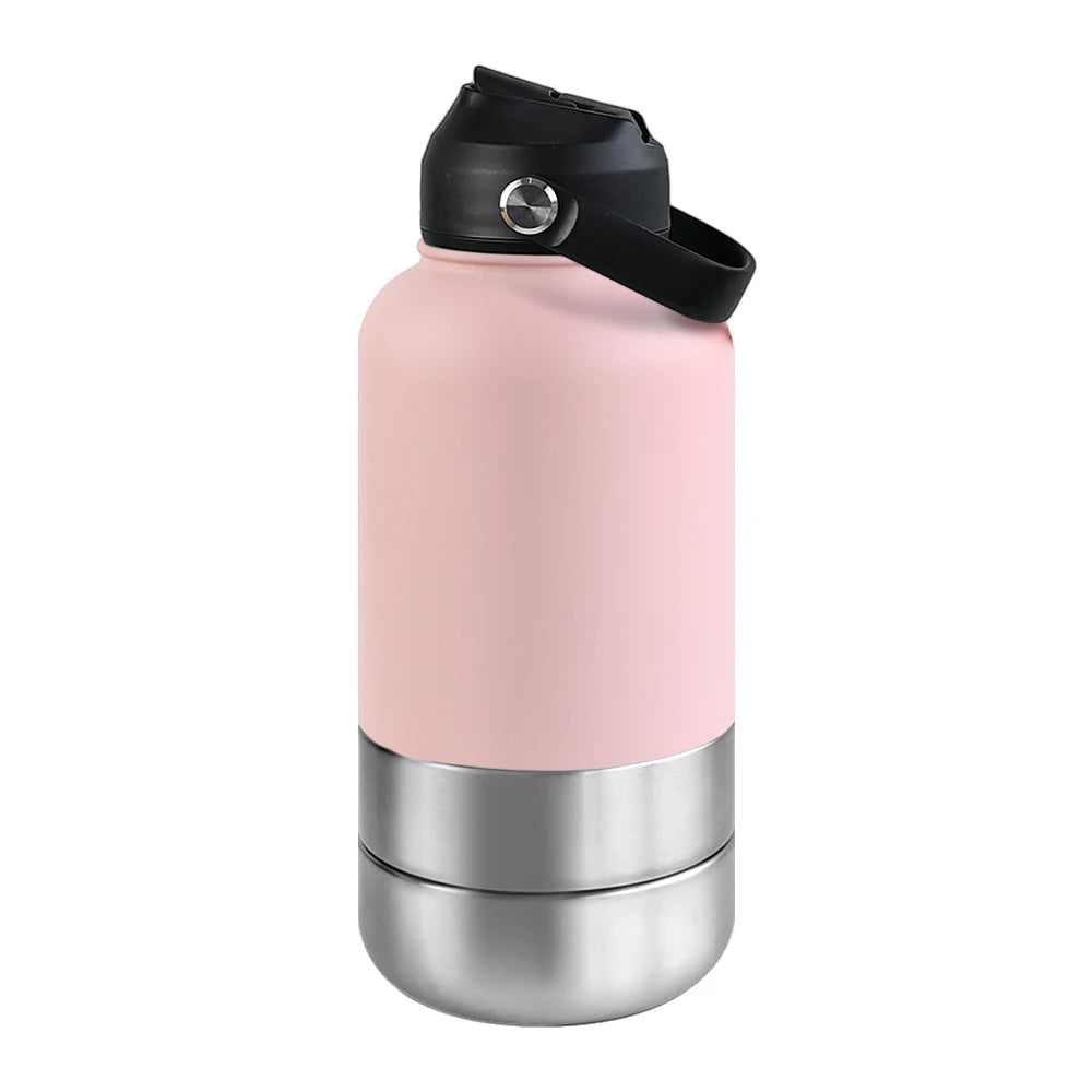 Insulated Travel Bottle for Dogs – With Water & Food Bowl