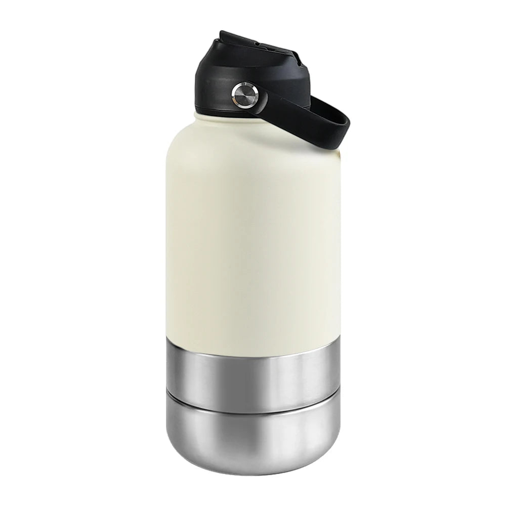 Insulated Travel Bottle for Dogs – With Water & Food Bowl