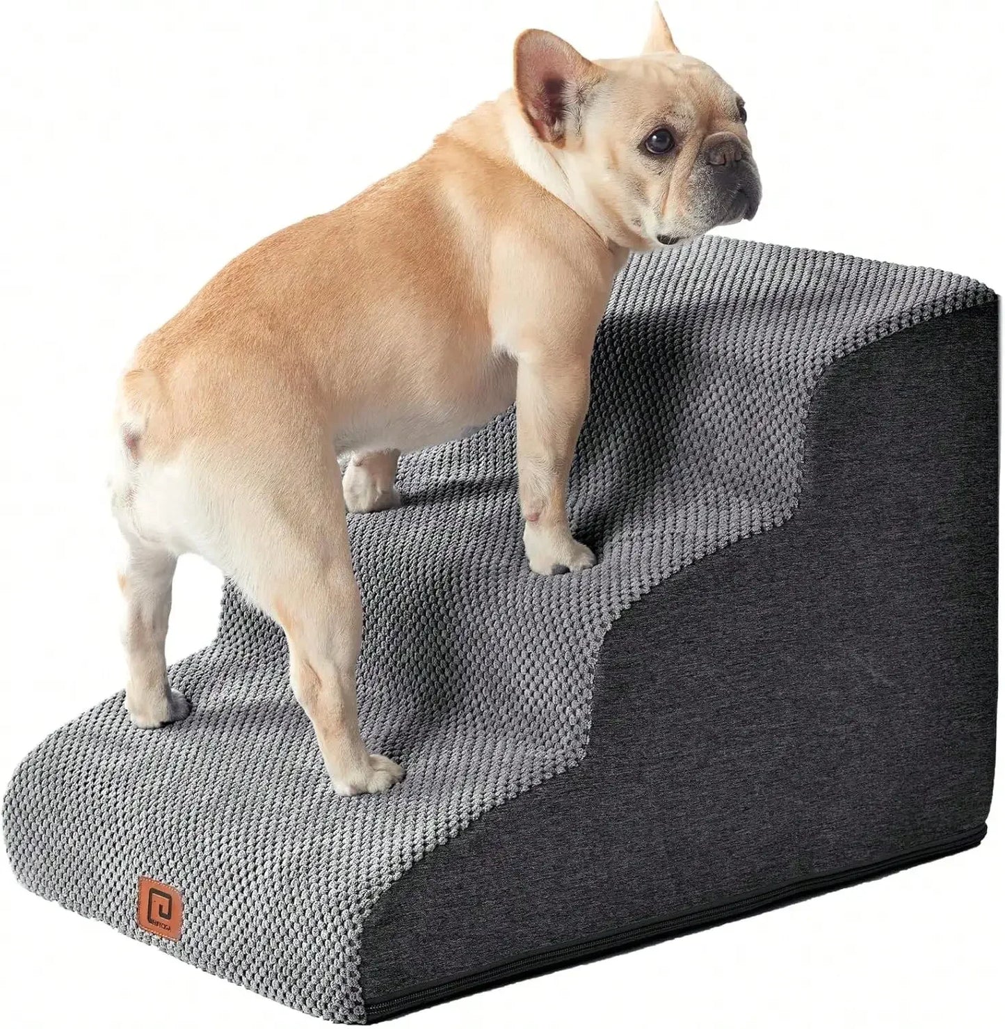 3-Step Dog Staircase – Curved Pet Ladder for Bed or Sofa Access