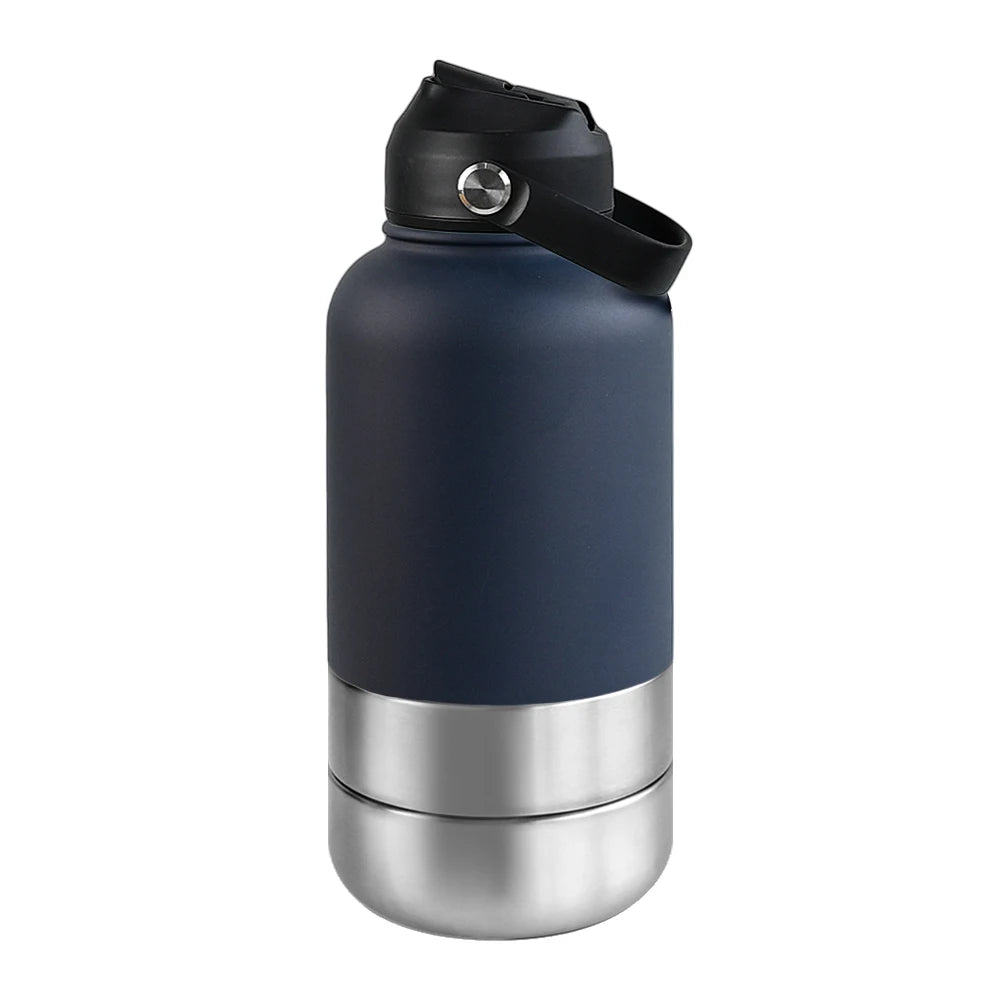 Insulated Travel Bottle for Dogs – With Water & Food Bowl